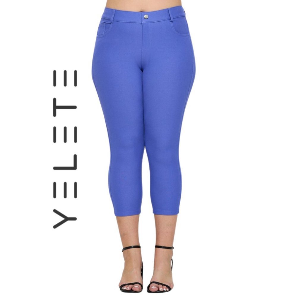 New Color Plus Size Capri Jeggings Yelete 5 Pocket XL 2XL 3XL Very Periwinkle